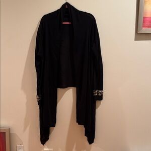 Berek Black Knit Open Cardigan Shawl Garment Size XL